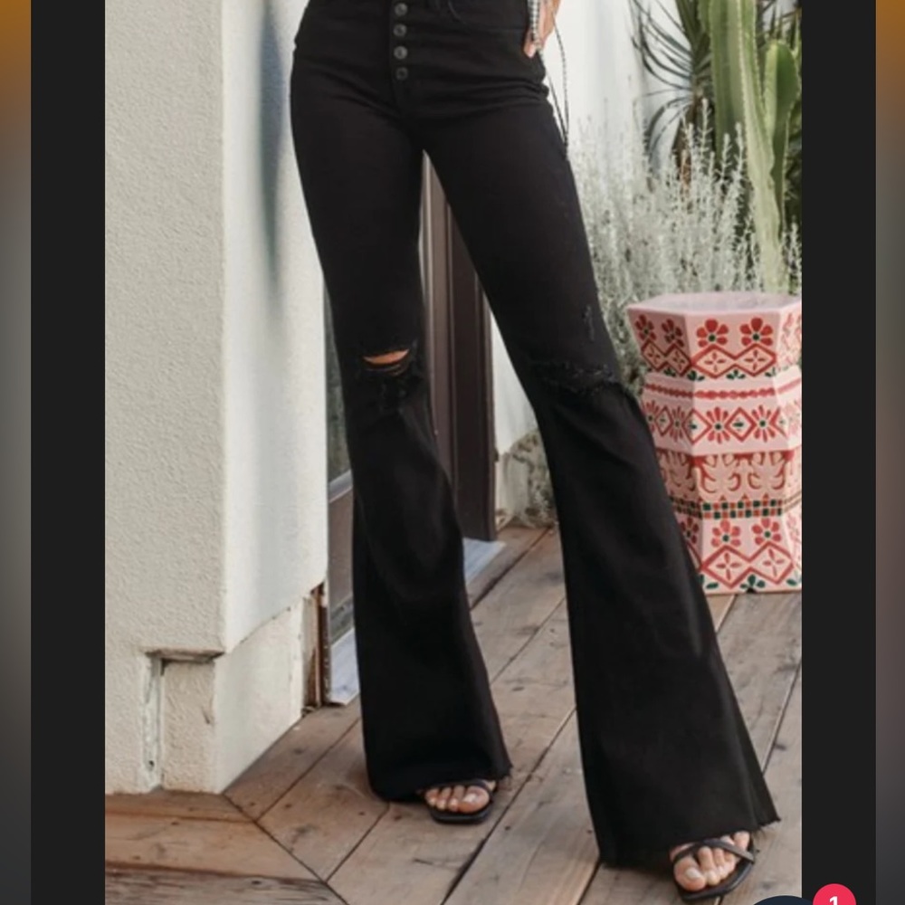 Vervet Blue Bella flare black high waisted jeans